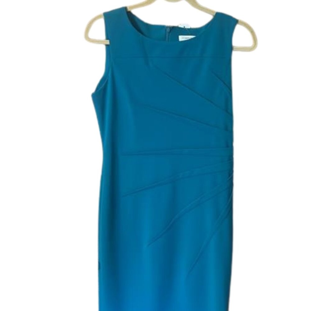 Calvin Klein Teal Sheath Dress | Work to Cocktail | Timeless Classic